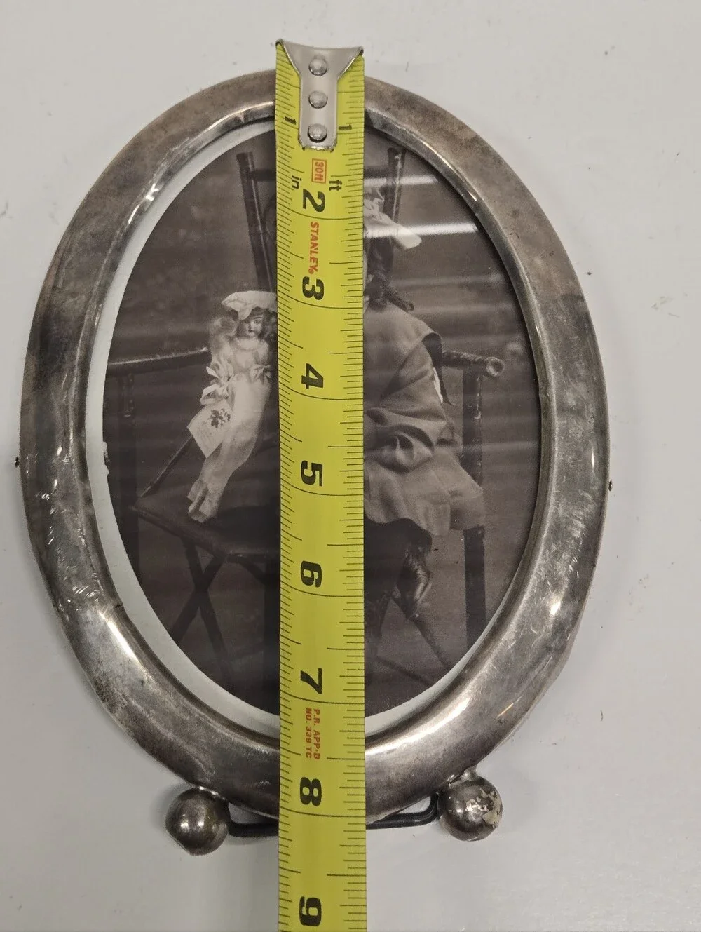 Antoque Sterling Silver Oval photo frame